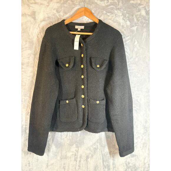 NWT J. Crew Lady Jacket Textured Merino Wool Cardigan XL Gold Buttons Preppy - Picture 8 of 15